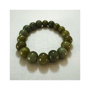 🆕 Natural Polished Jadeite Green 10mm Stone Beaded Stretch Bracelet